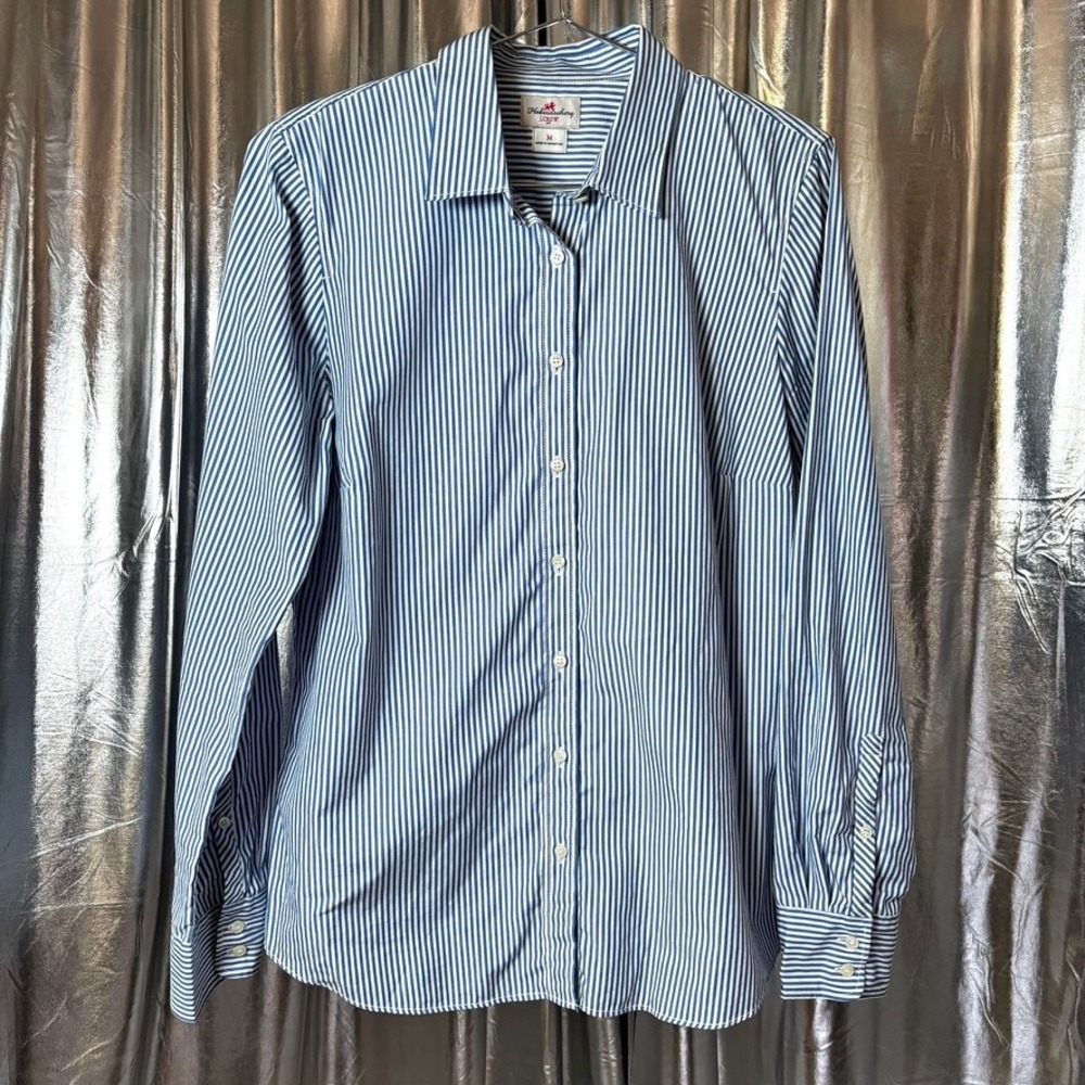 J.Crew Haberdashery Blue White Striped Button Down Shirt